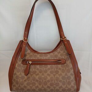 Coach Lori Signature Shoulder Bag in Tan and Brown